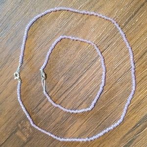 Beaded Choker & Bracelet, Pastel Purple 💜